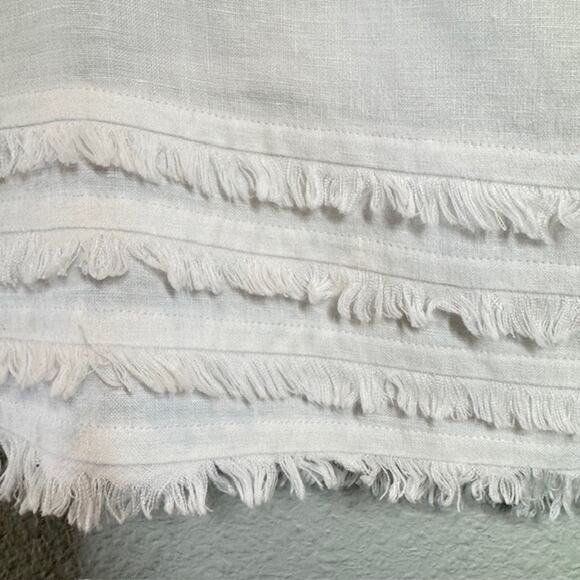 Tommy Bahama Sz 12 White Linen Raw-Edged Fringe Skirt - Picture 2 of 11